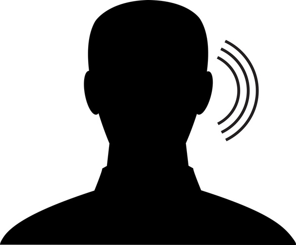 Listening man silhouette - Διάνυσμα, εικόνα