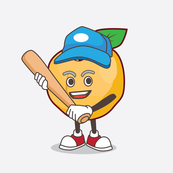 Un'immagine del personaggio della mascotte del fumetto di albicocche che gioca a baseball
 - Vettoriali, immagini
