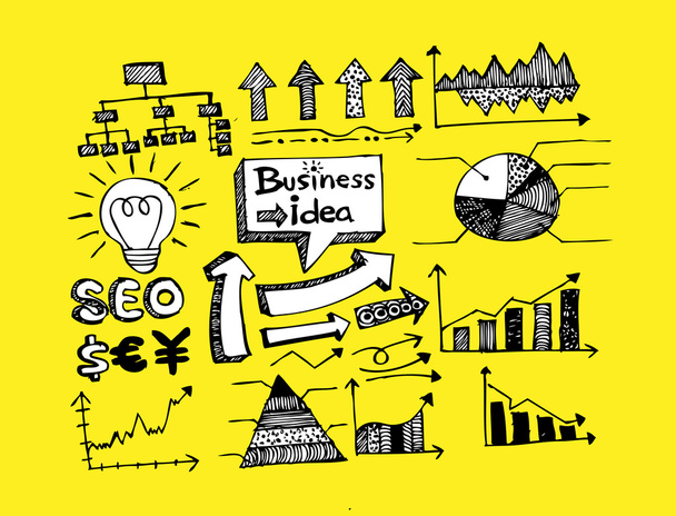 Business doodles idea - Vektori, kuva