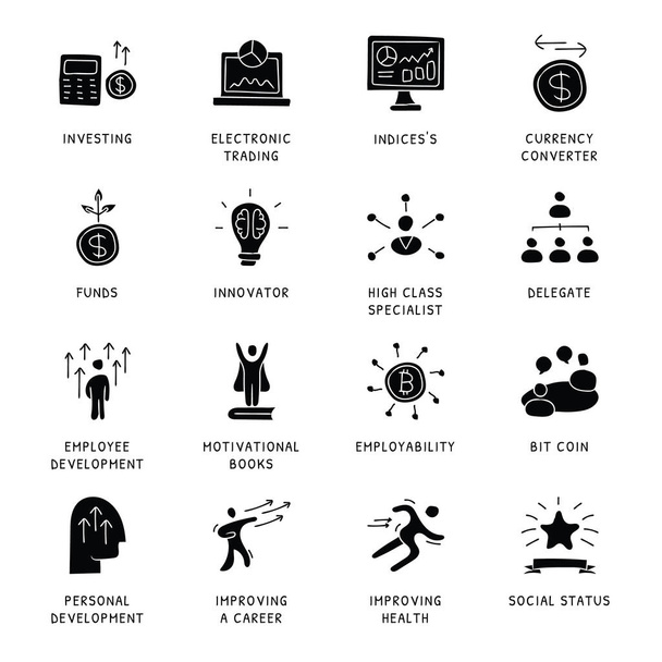 Conceptos de negocio Iconos dibujados a mano - vector
  - Vector, imagen