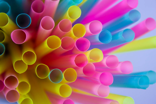 Top view of multicoloured plastic straws - Photo, Image