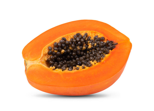 half ripe papaya on white background - Photo, Image