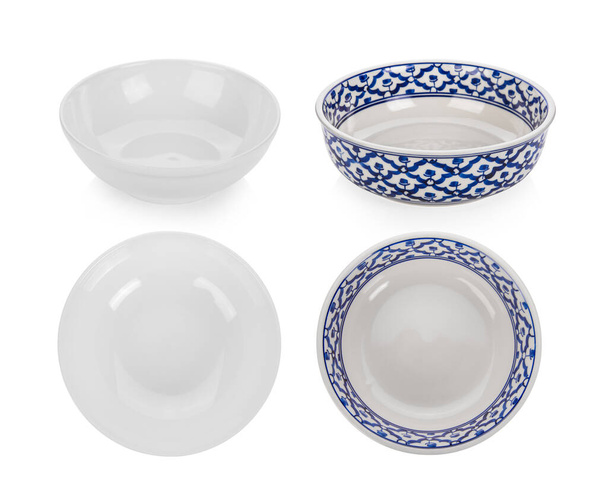 set of vintage ceramic bowl on white background - Photo, Image