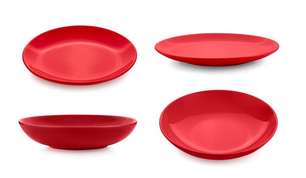 set of red plate on white background - Photo, Image