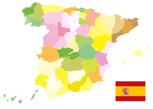 Mapa político administrativo de Espanha isolado em branco. Não há SMS. Todos os elementos são separados em camadas editáveis claramente rotuladas. Ilustração vetorial
. - Vetor, Imagem