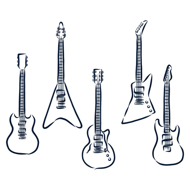 Guitar vector sketch icon isolated on background. Hand drawn Guitar icon. Guitar sketch icon for infographic, website or app. - Vektör, Görsel