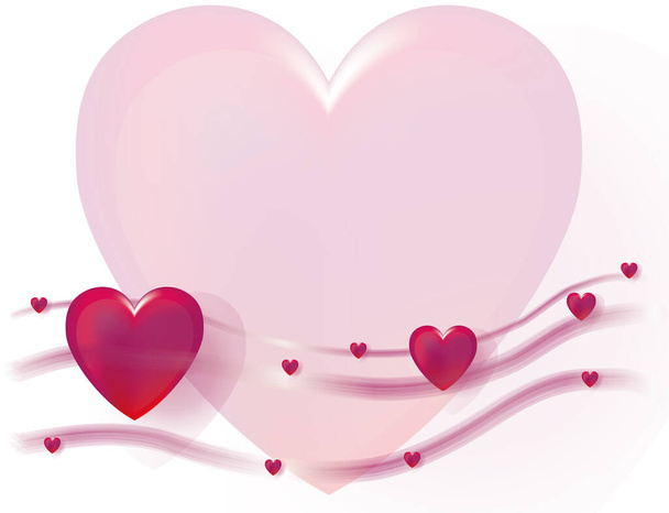 Hearts with curved lines and background heart. - Foto, Imagem