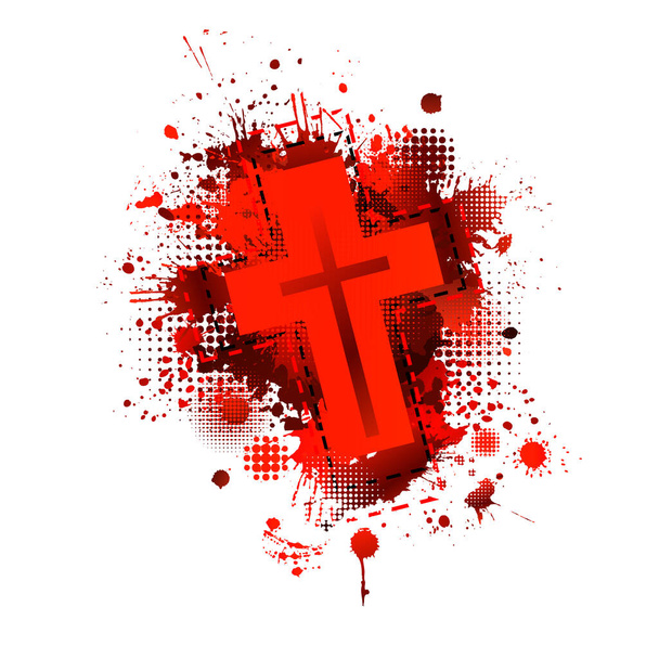 Cruz de manchas de sangue. Feliz Páscoa. Ilustração vetorial
 - Vetor, Imagem
