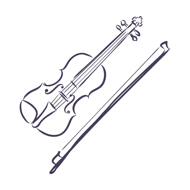 Violino schizzato isolato su sfondo bianco. Modello di design per etichetta, banner, cartolina, logo. Illustrazione del vettore violino
. - Vettoriali, immagini