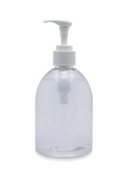 frasco de álcool gel para lavagem das mãos isolado sobre fundo branco
 - Foto, Imagem