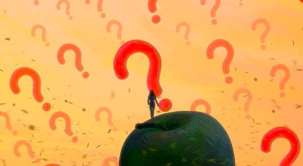 Abstract background with human silhouette and question marks - Photo, image