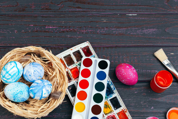process of painting Easter eggs. Preparing for Easter. - Fotó, kép