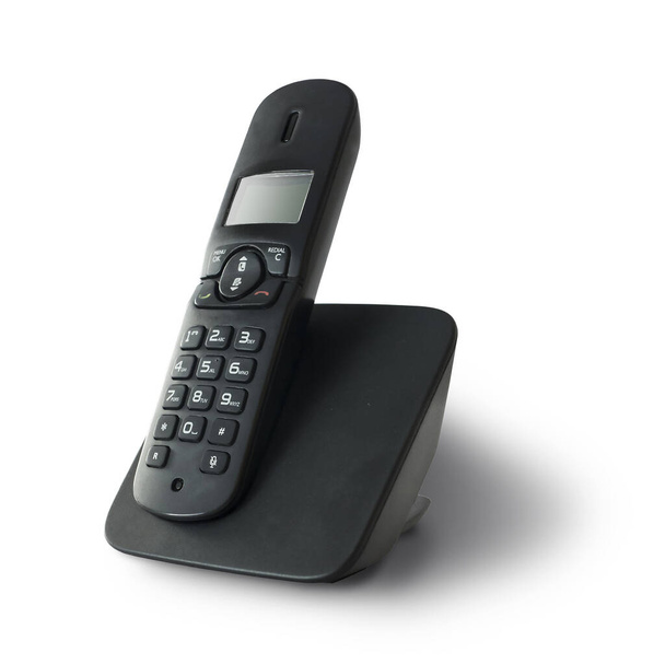 Μαύρο τηλέφωνο dect που απομονώνεται στο λευκό - Φωτογραφία, εικόνα