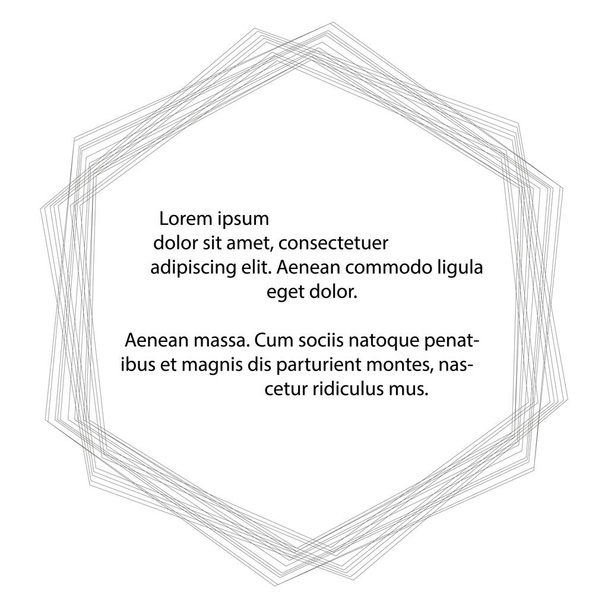 Abstract frame with a lot of grey lines on a white background and space for your text. Propagated hexagon. Minimalistic vector cover design. Background for banners and web design. Space for text - Vector, Image