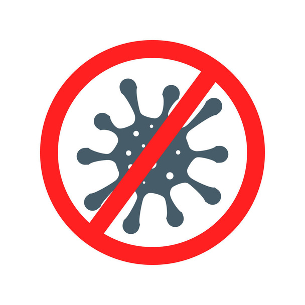 Anti-Virus-Symbol, Gefahrenvektorillustration, Aufmerksamkeitszeichen, Coronavirus-Heilung, Mikrobe, Bakteriensymbol auf weiß isoliert - Vektor, Bild