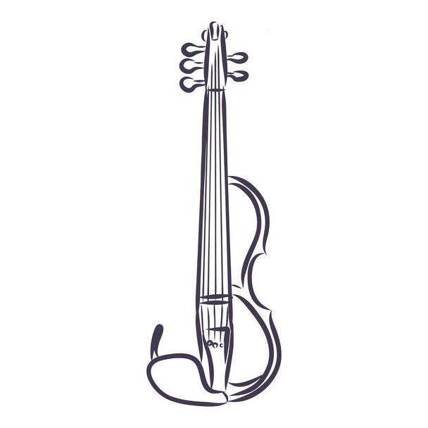 電動バイオリンのベクトル手描きイラスト。白い背景に隔離され. - ベクター画像