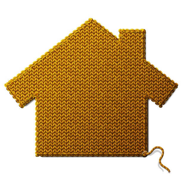 Haussymbol aus Strickstoff isoliert auf weißem Hintergrund - Vektor, Bild