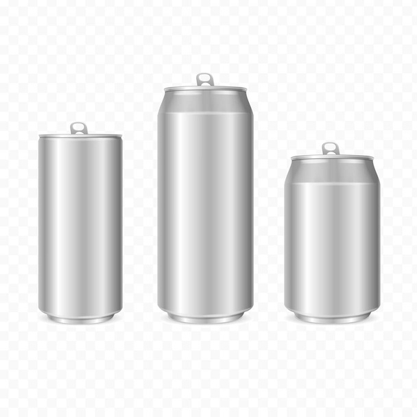 Realistic Detailed 3d Steel Can Set. Vector - Vettoriali, immagini