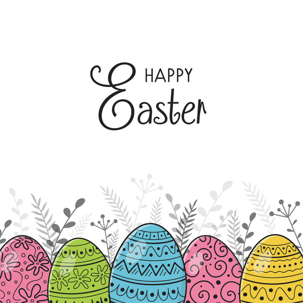 Desenho de um cartão postal de Easter com ovos decorativos. Vetor
 - Vetor, Imagem