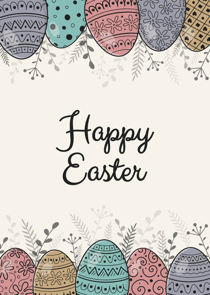 Design of an Easter postcard with decorative eggs. Vector - Вектор,изображение