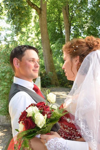 wedding, husband and wife in dress, celebration - Φωτογραφία, εικόνα