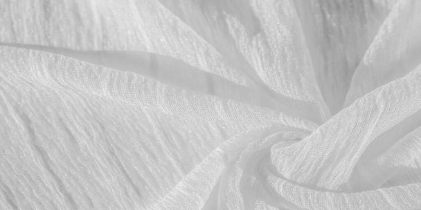 textura, fundo, padrão, coleção, tecido de seda enrugada fantasma branco. 3D plissado - Foto, Imagem