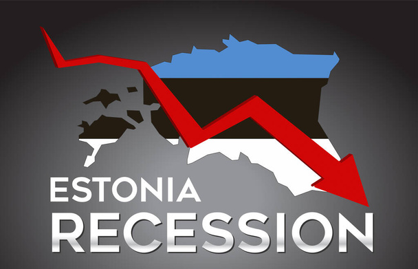 Map of Estonia Recession Economic Crisis Creative Concept with Economic Crash Arrow Vector Illustration Design. - Vector, Image