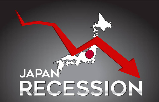 Map of Japan Recession Economic Crisis Creative Concept with Economic Crash Arrow Vector Illustration Design. - Vector, Image
