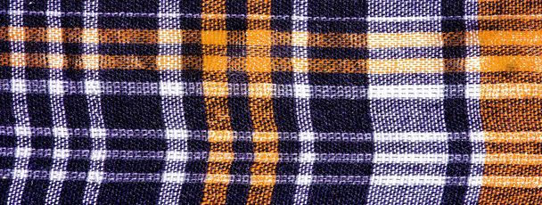 Textur, Hintergrund, Muster, schottischer Culotte-Stoff, blau und weiß, gelb, - Foto, Bild