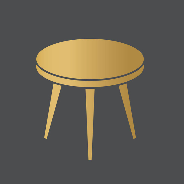 zlatá ikona kulatého stolu - vektorová ilustrace - Vektor, obrázek