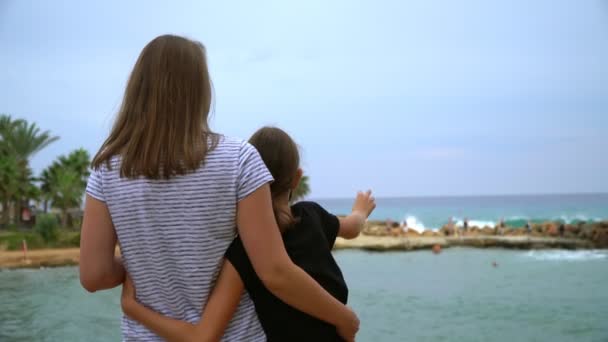Family enjoying vacation on Latchi Adams Beach in Ayia Napa, Cyprus. - Footage, Video