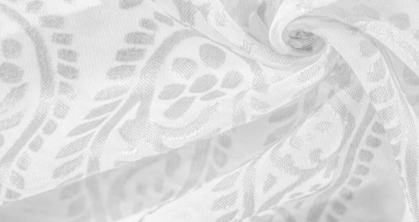 Resmin dokusu, koleksiyon, ipek kumaş, kadın eşarbı, beyaz arka planda lavanta beyazı pastel., - Fotoğraf, Görsel