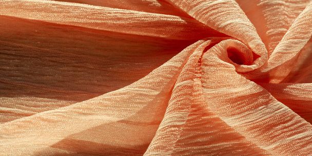 texture, background, pattern, collection, wrinkled silk fabric champagne (pale fawn). 3D pleated - Photo, Image