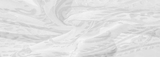 Texture de l'image, collection, tissu de soie, écharpe femme, pastel blanc lavande sur fond blanc, - Photo, image
