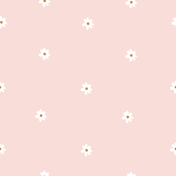 Repetir Daisy Wildflower Pattern con fondo rosa claro. Patrón floral sin costuras. Daisy azul. Textura repetitiva con estilo. Textura repetida
.  - Vector, Imagen