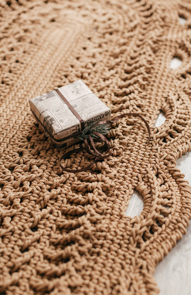 Hand knotted carpet on background - Foto, Bild