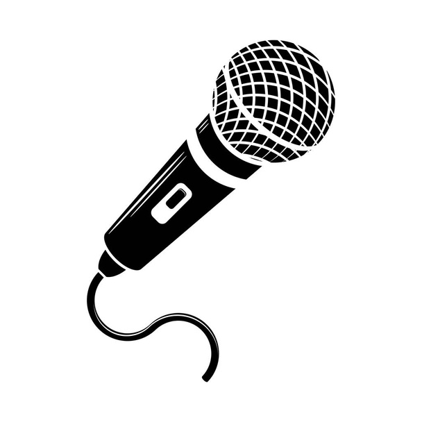 Retro Microphone Icon Isolated on White Background - Vector, Image