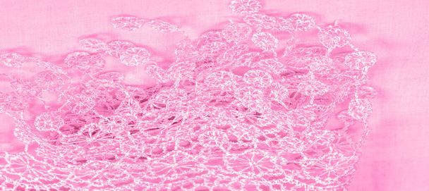 Textura, fundo, padrão, cartão postal, tecido de seda, amaranto feminino lenço rosa com invólucros de renda. Use essas imagens extravagantes para criar sua impressão e materiais digitais. - Foto, Imagem