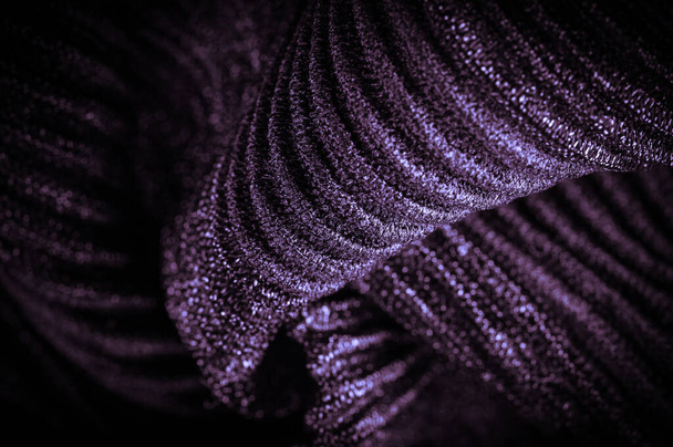 Textura, fundo, padrão, Crepe azul profundo, é um tecido de seda, lã ou fibras sintéticas com uma aparência nitidamente clara, frisada
.  - Foto, Imagem