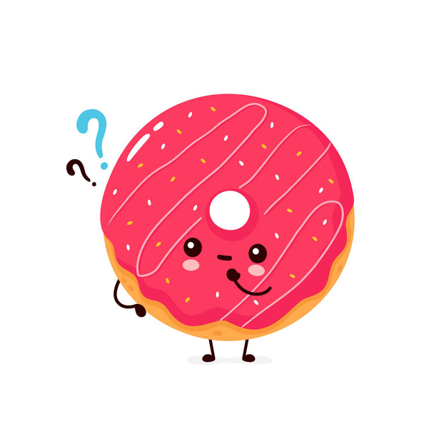 Donut sourire heureux mignon avec question
 - Vecteur, image