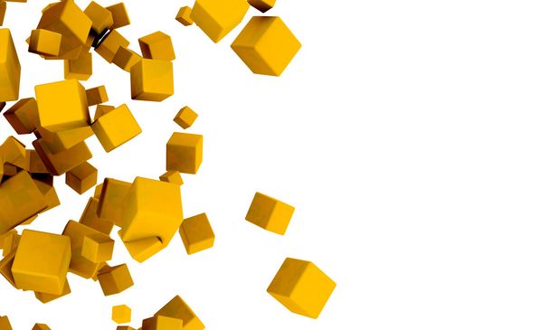 Abstract 3d yellow or golden cubes - Photo, Image