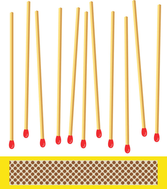 Matchbox with various matches scattered - Vector, Image