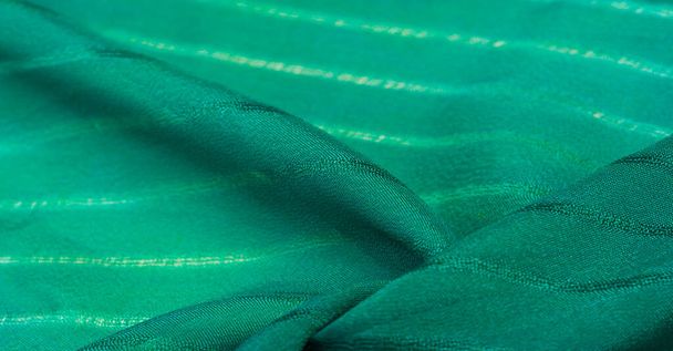 Textura, fundo, padrão, tecido verde simples com linhas. As linhas formadas pela extração do fio, - Foto, Imagem