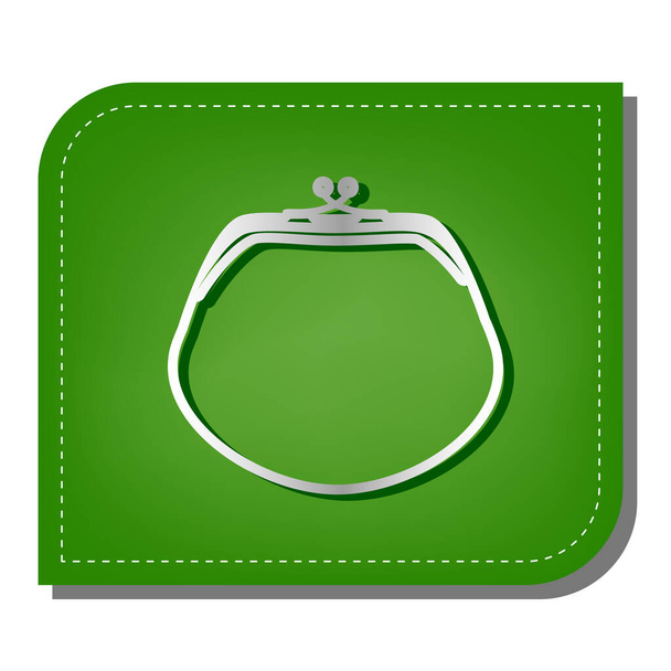 Illustration de sac à main. Icône de ligne de dégradé argent avec ombre vert foncé à la feuille verte écologiquement patchée
. - Vecteur, image
