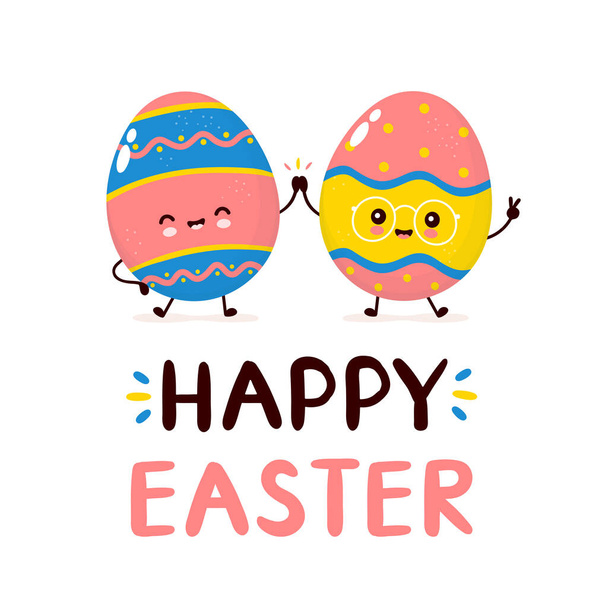 Lindo feliz sonriente Pascua huevos carácter
 - Vector, Imagen