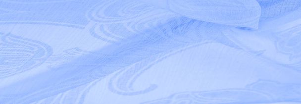 Текстура, фон, узор, ощущение, камбрийская - очень тонкая полупрозрачная мягкая мерсерезная ткань, голубая аква - Фото, изображение