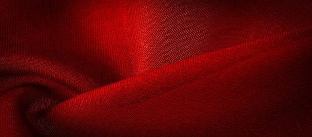 Texture, background, pattern, red satin is a weave that usually has a glossy surface and a dull back, Satin weave is characterized by four or more filler or weft threads, - Photo, Image