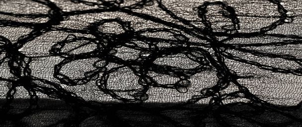 Fundo, textura, padrão, tecido de seda, padrão de renda preta
 - Foto, Imagem
