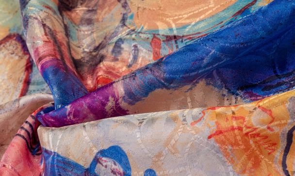 texture, sfondo, modello, carta da parati, cartolina, poster, tessuto di seta con tavolozza di un artista dipinto, colori vivaci, colori, immaginazione sfrenata
 - Foto, immagini