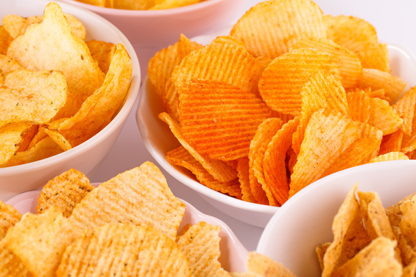 Potato and wheat chips in bowls - Photo, Image